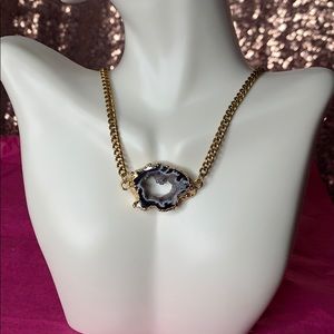 Blue amethyst gold necklace